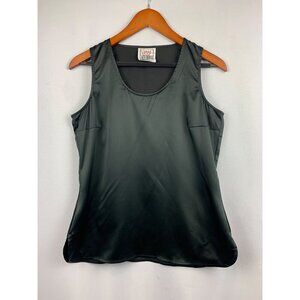 Very Vollbracht Womens Sleeveless Black Satin Top S Polyester/Spandex